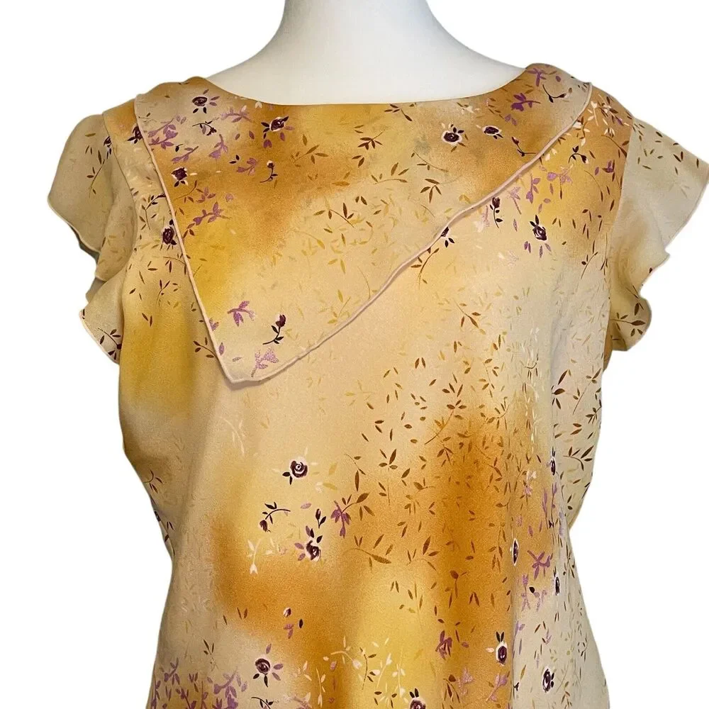 VTG Whimsy Fairy Top Skirt Matching Set WOMENS SIZE 12 Y2k Yellw Ornge Hanky Hem